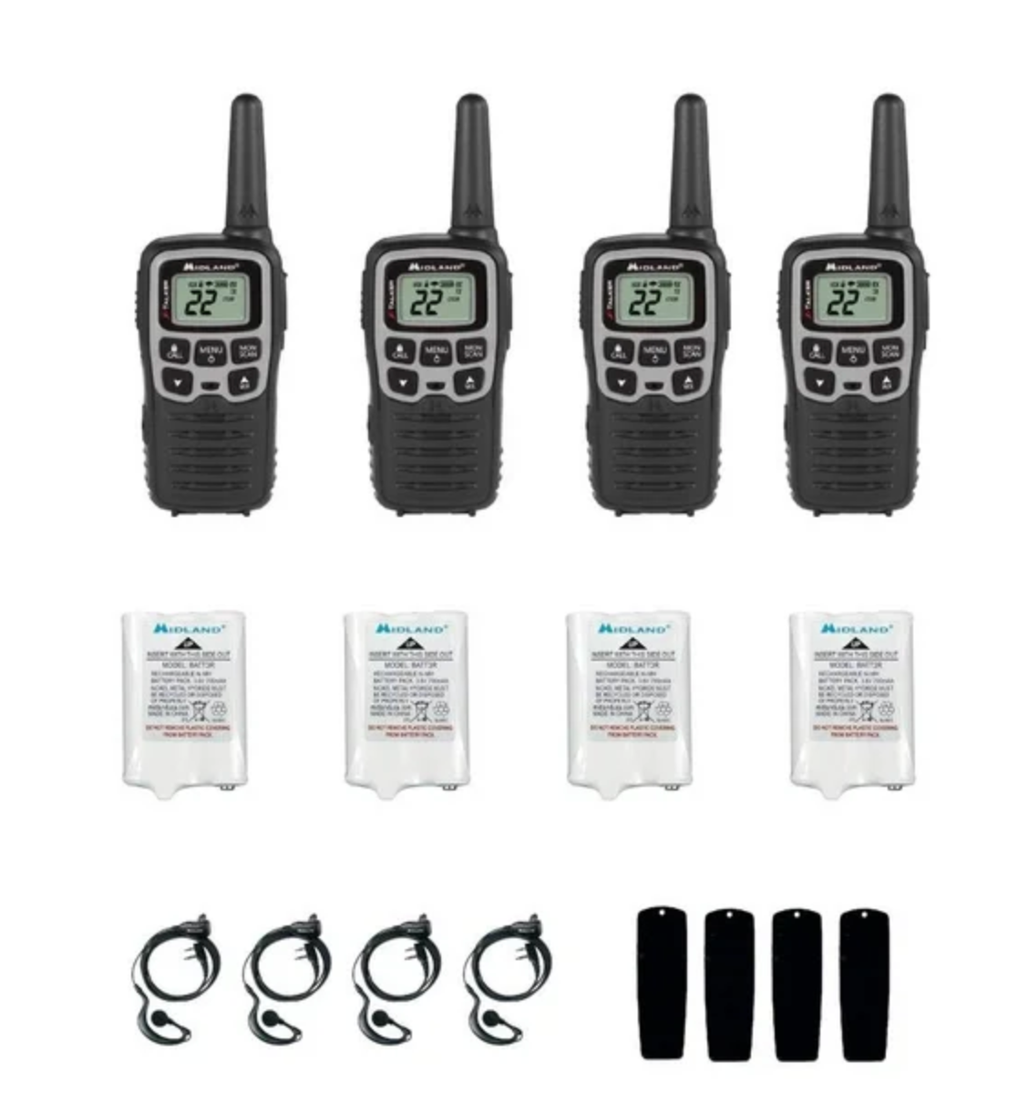 Walkie Talkie Midland T5blk 4 Radios 22 Canales 45 Km