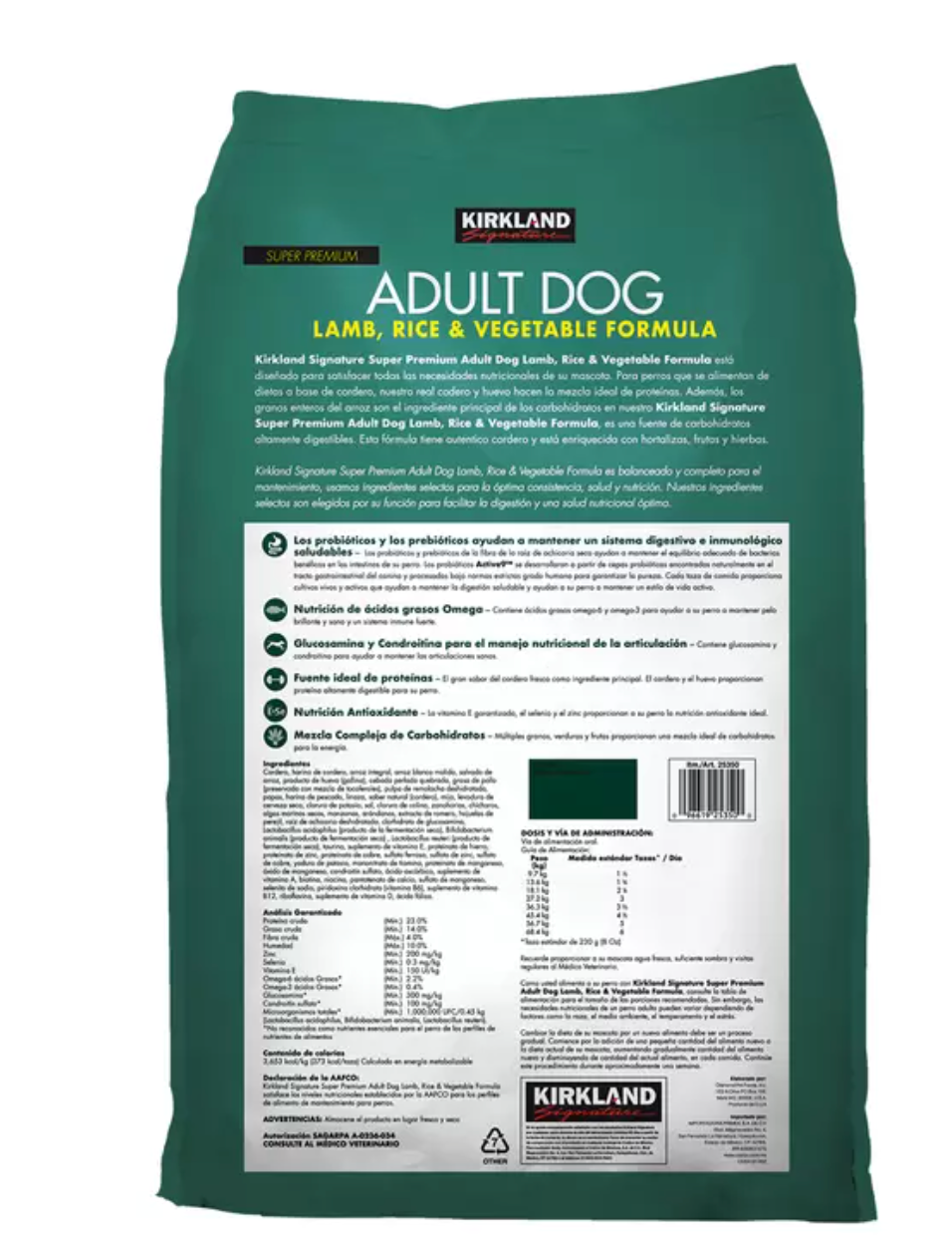 Alimento Kirkland Signature Perro Adulto Cordero, Arroz 18kg