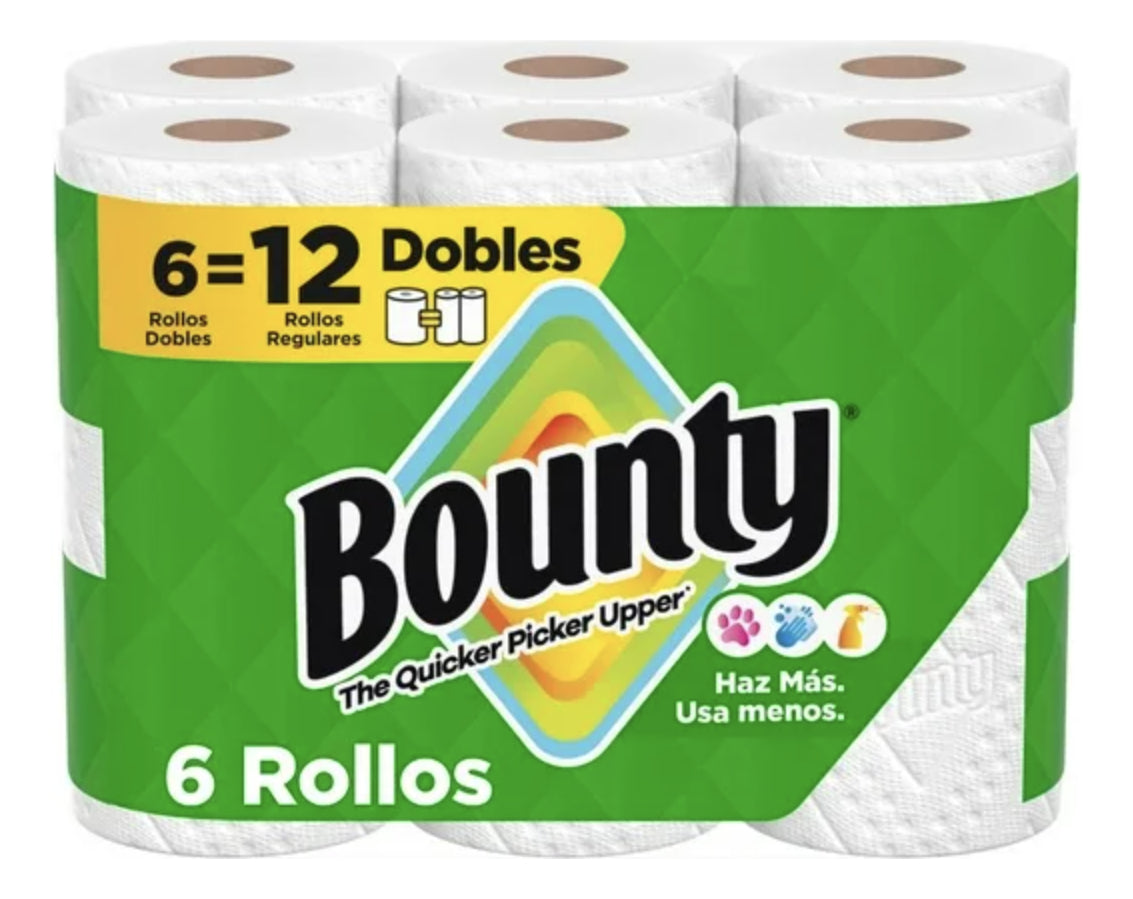 Toalla De Papel Bounty 6 Rollos Dobles Servitoallas Cocina