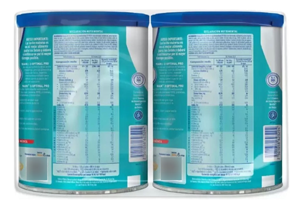 Fórmula Infantil Nan 3 Con 2 Latas De 1.5 Kilos