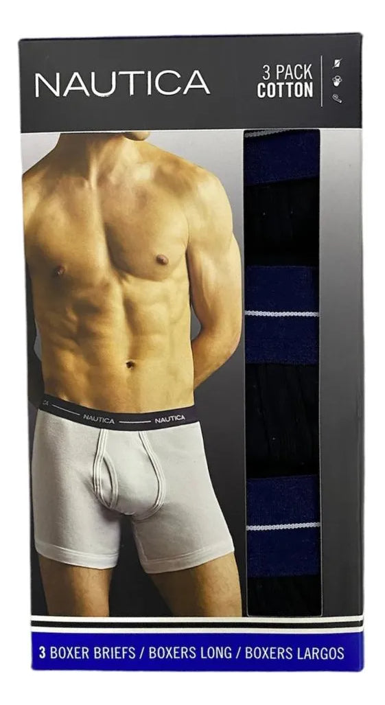 Nautica  Set Bóxer Largo De Algodón Para Hombre 3 Piezas