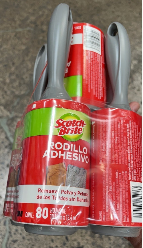 10  Pack De 5 Quita Pelusa Rodillos Scotch Brite 80 Hojas