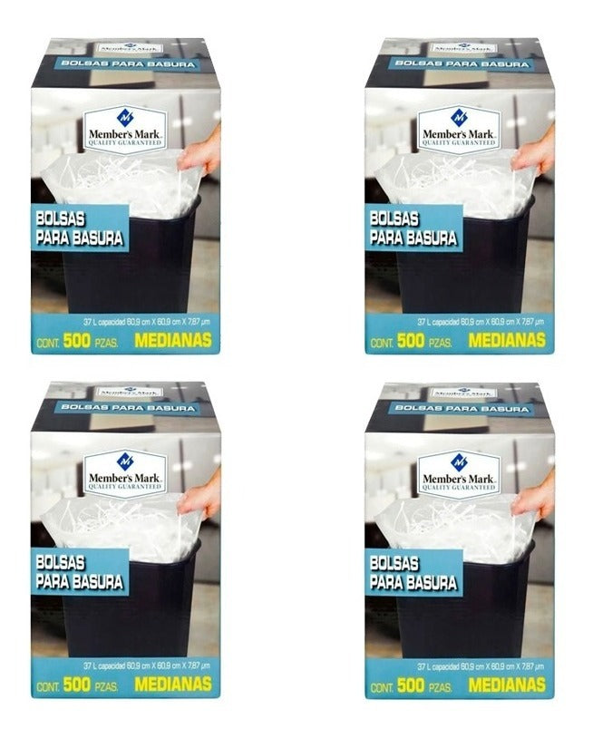 4 Pack Bolsas De Basura Med.  (2000) Bolsas 37l Members Mark