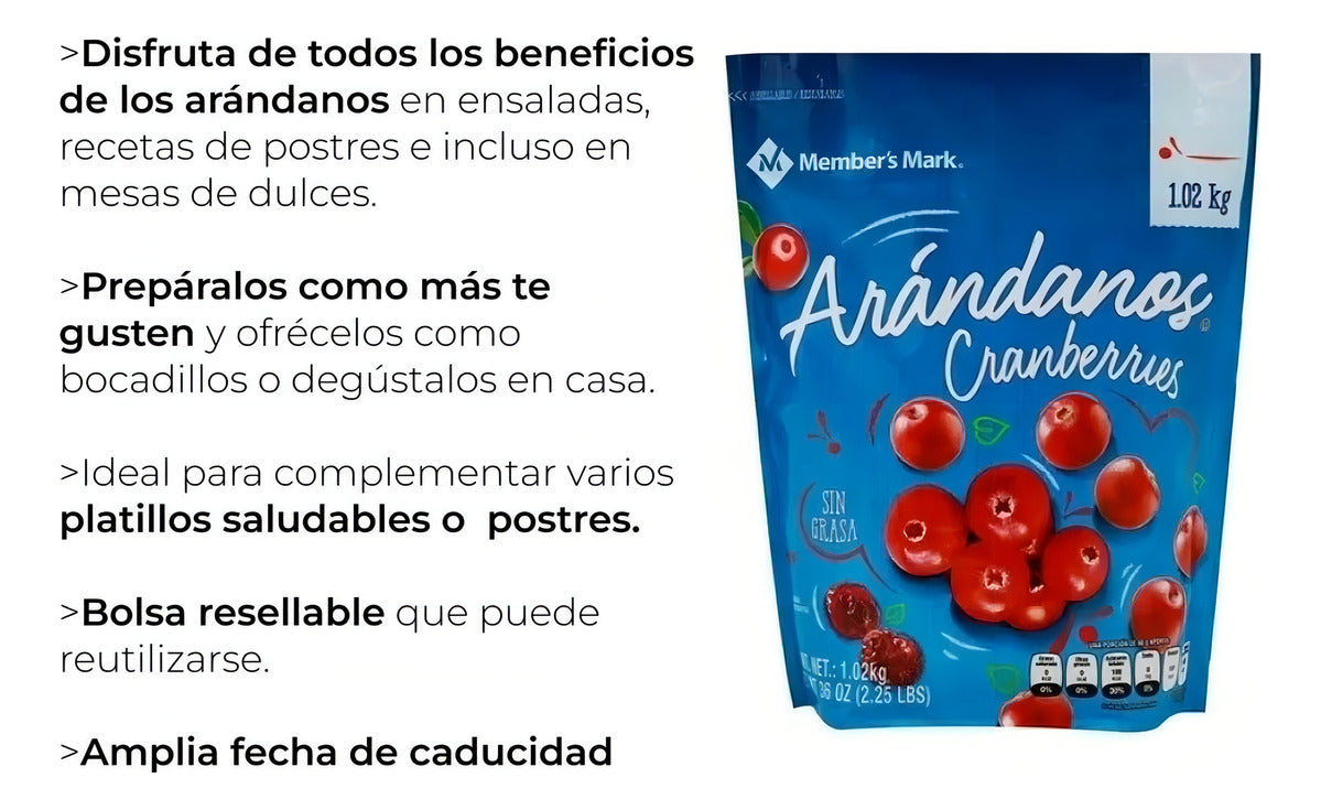 Arandanos Cranberries Member's Mark Bolsa Resellable 1.02 Kg