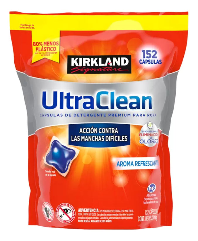 Capsulas Detergente Kirkland Pods 152 Cápsulas Ultra Clean