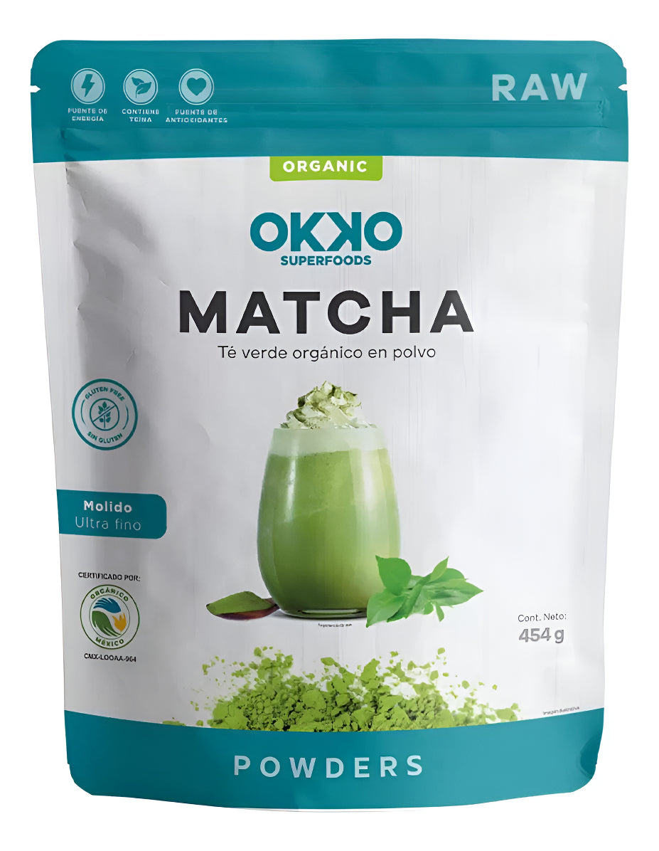 Matcha Organico En Polvo Okko 454g Sin Azúcar Ni Lactosa