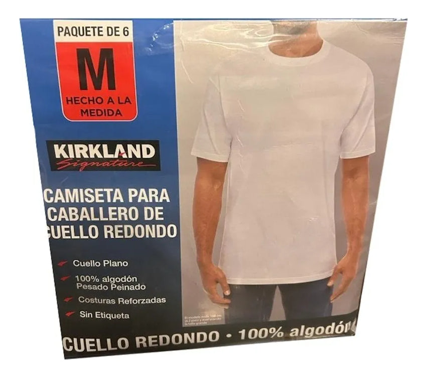 Paquete De 6 Camisetas Blancas Hombre Kirkland 100% Algodón