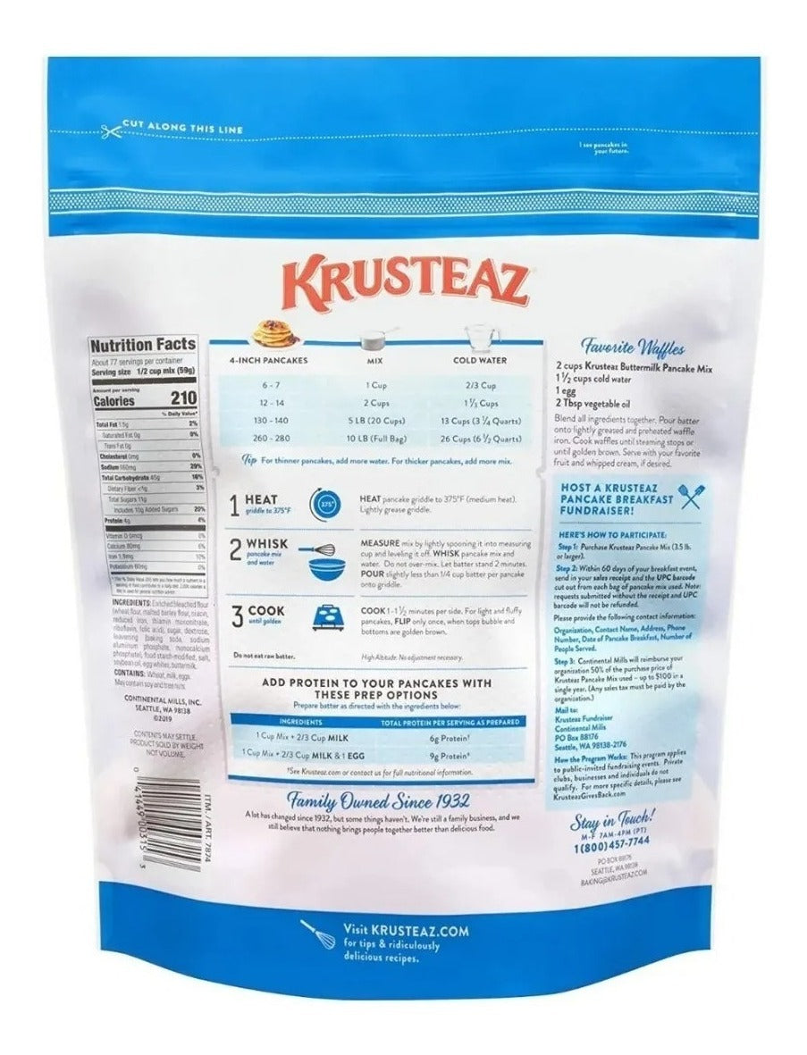 Krusteaz Harina Para Hot Cakes Ligeros Y Esponjosos 4.53 Kg