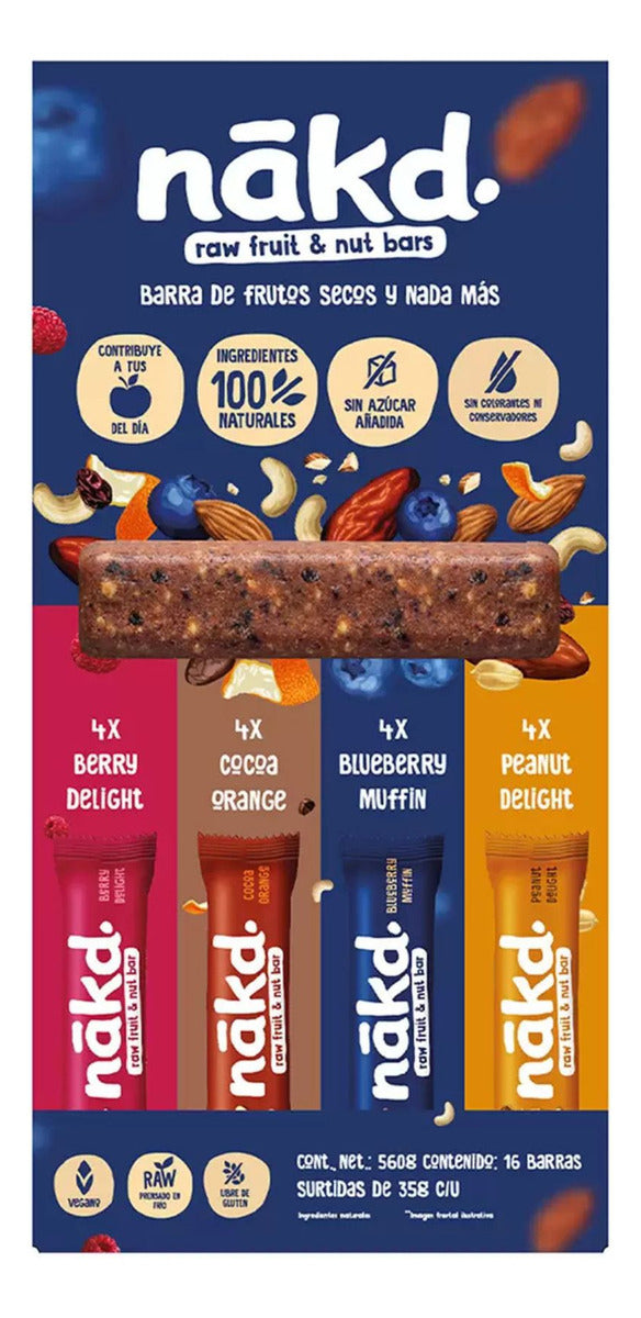 Barras De Frutas Y Nueces Nákd Caja Con 16 Pz Sin Sellos