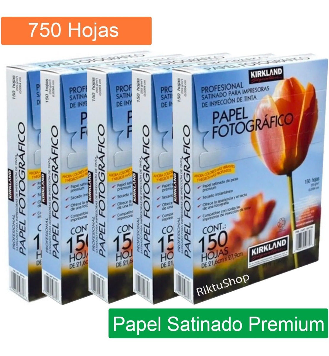 5 Pack Papel Fotográfico Kirkland - 750 Hojas