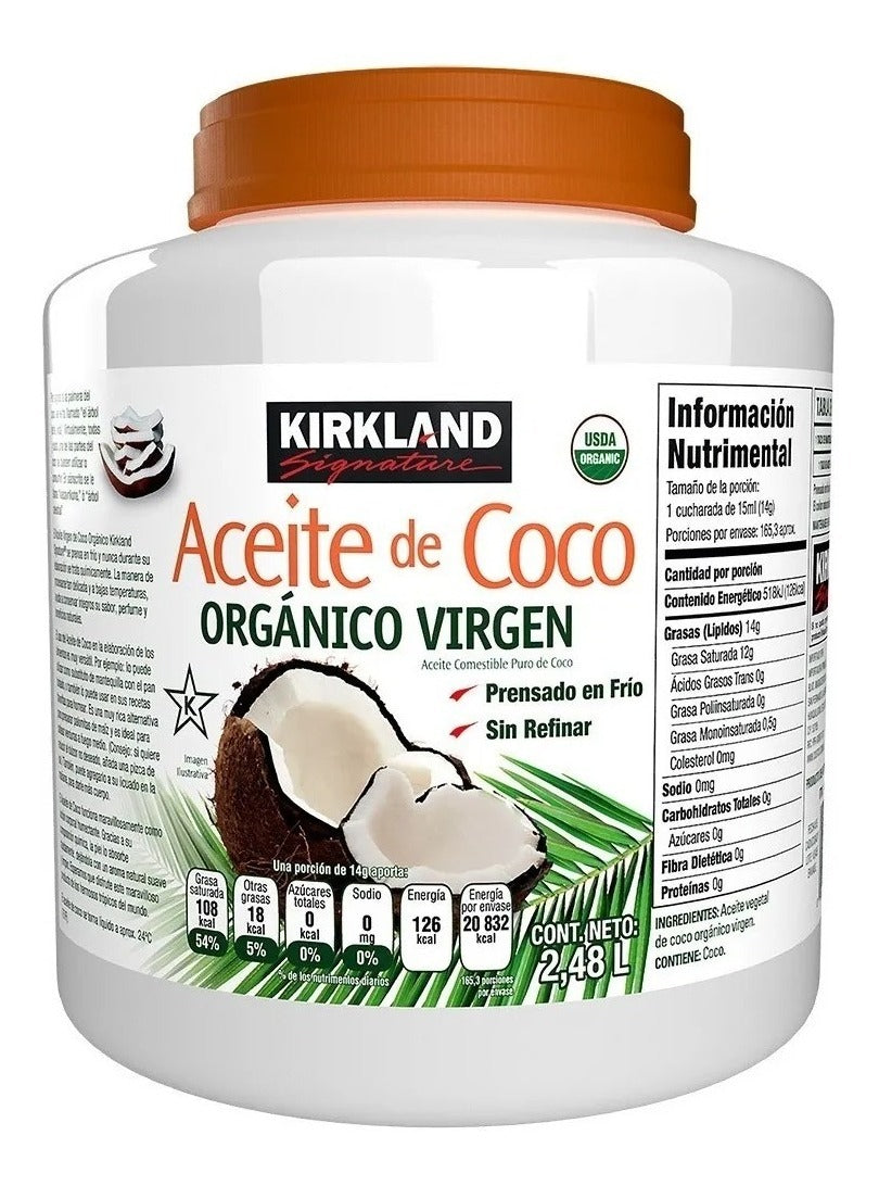 Aceite De Coco Kirkland Orgánico Virgen 2.48 Litros