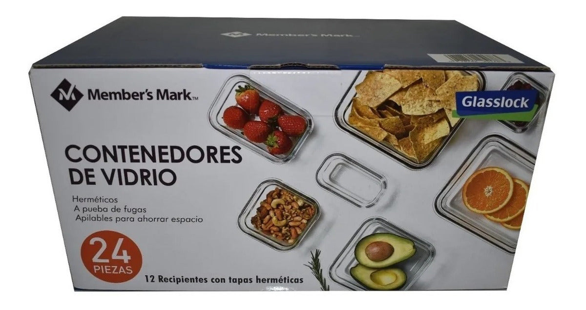 Contenedores De Vidrio Alimento Members Mark Glasslock 24 Pz