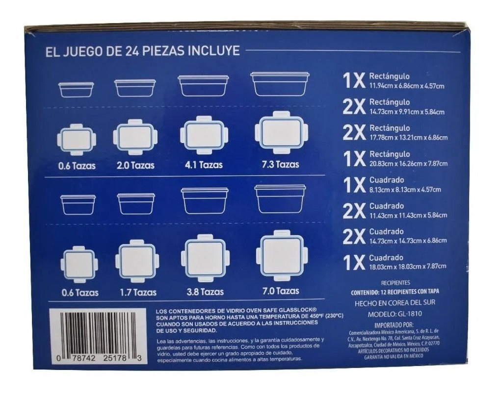 Contenedores De Vidrio Alimento Members Mark Glasslock 24 Pz