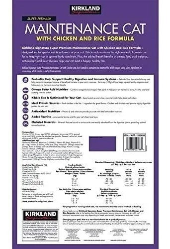 Alimento Para Gato Pollo/arroz 11 Kg Kirkland Signature