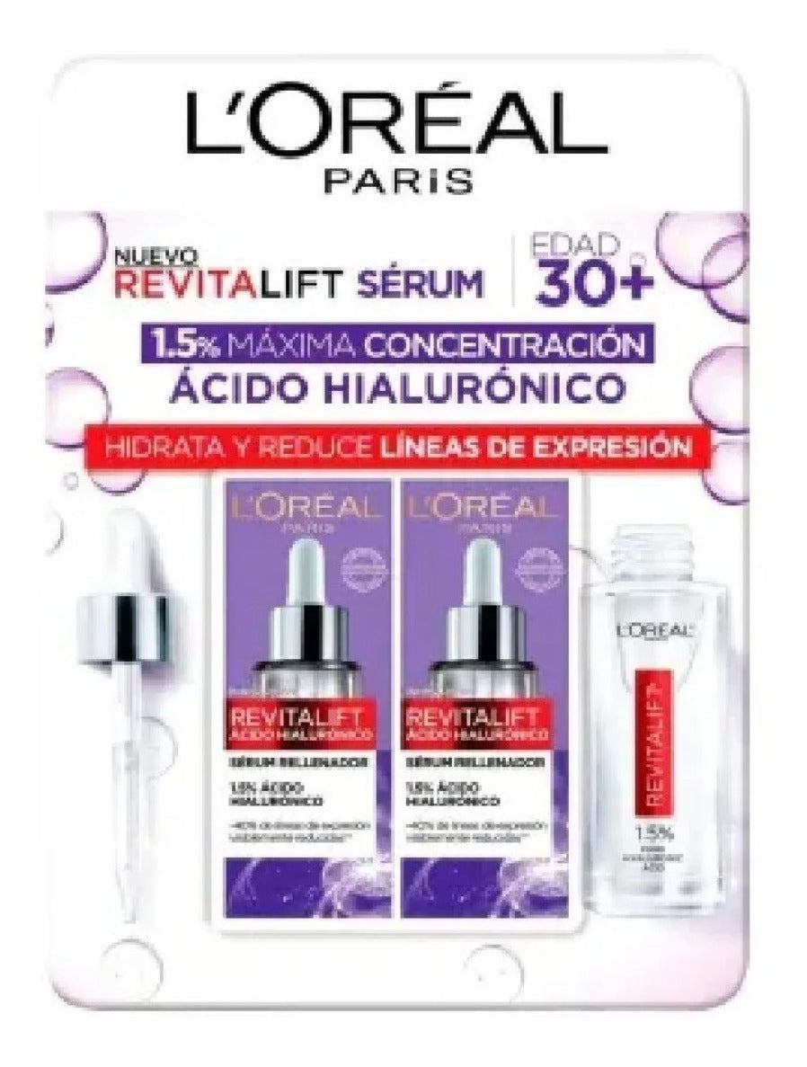 L'oreal Ácido Hialurónico Sérum  Revitalift  30ml Pack 2 Pza