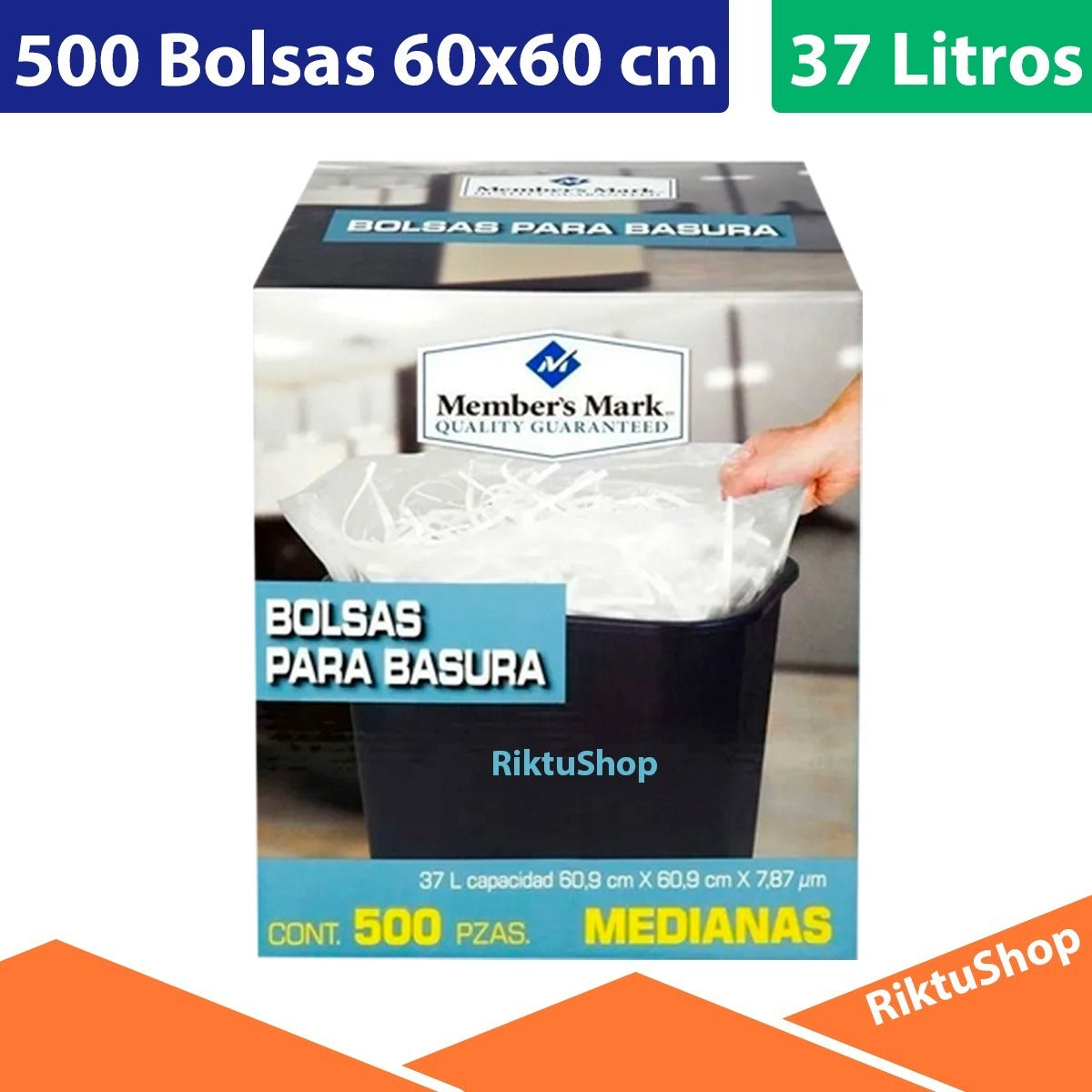 Bolsas De Basura Medianas Member´s Mark (500 Bolsas) 37 L