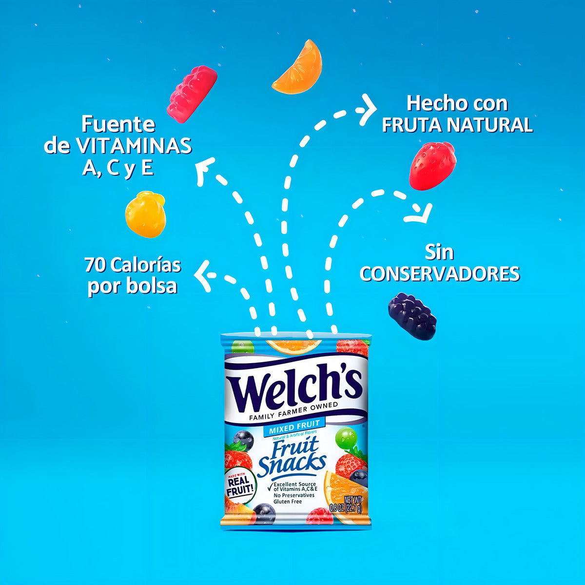 Gomitas Welch's 66pz Con Fruta Natural 22.7g