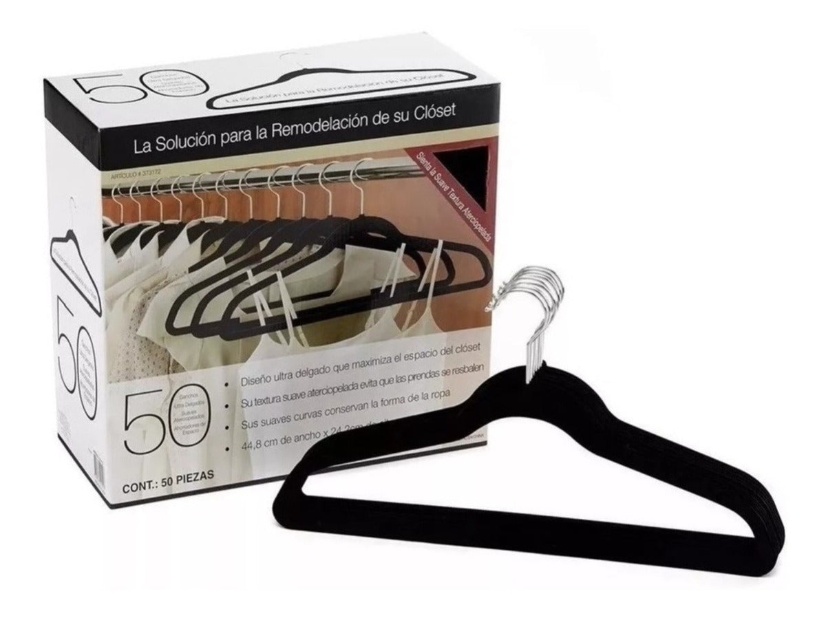 Set De 50 Ganchos De Ropa Con Terciopelo