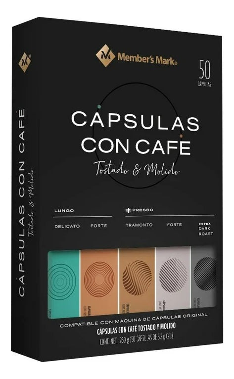 50 Capsulas Cafe Espresso Members Mark Variedad Intensidad