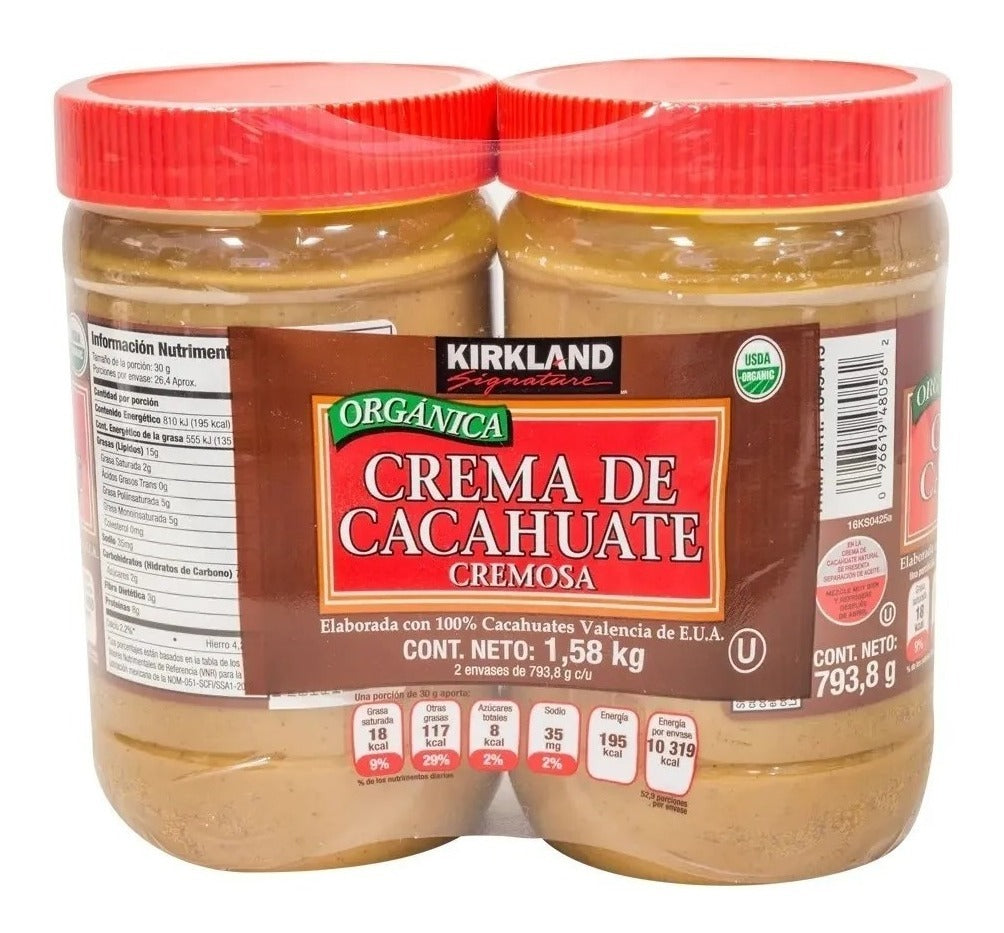 Crema De Cacahuate Orgánica Kirkland 2 Pzs De 793.8gr C/u