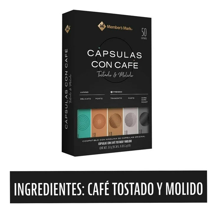 50 Capsulas Cafe Espresso Members Mark Variedad Intensidad