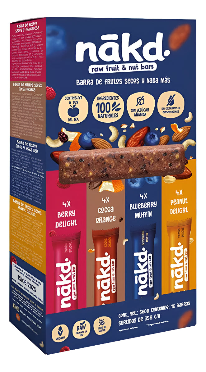 Barras De Frutas Y Nueces Nákd Caja Con 16 Pz Sin Sellos